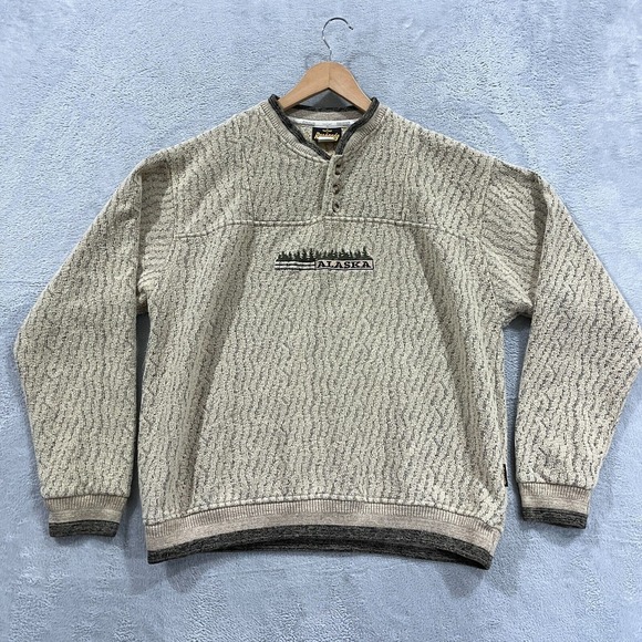 VTG 90s Sweater Mens La Oatmeal AlaskaKnit‎ Style USA Made Western Y2K